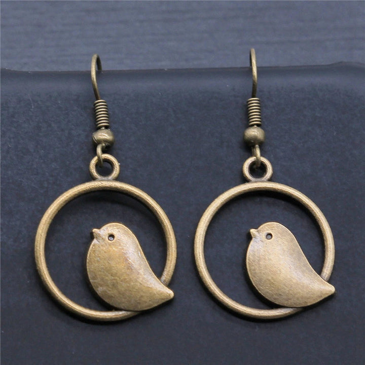 Vintage Bird Charm Drop Earrings – Handmade Boho Jewelry 5