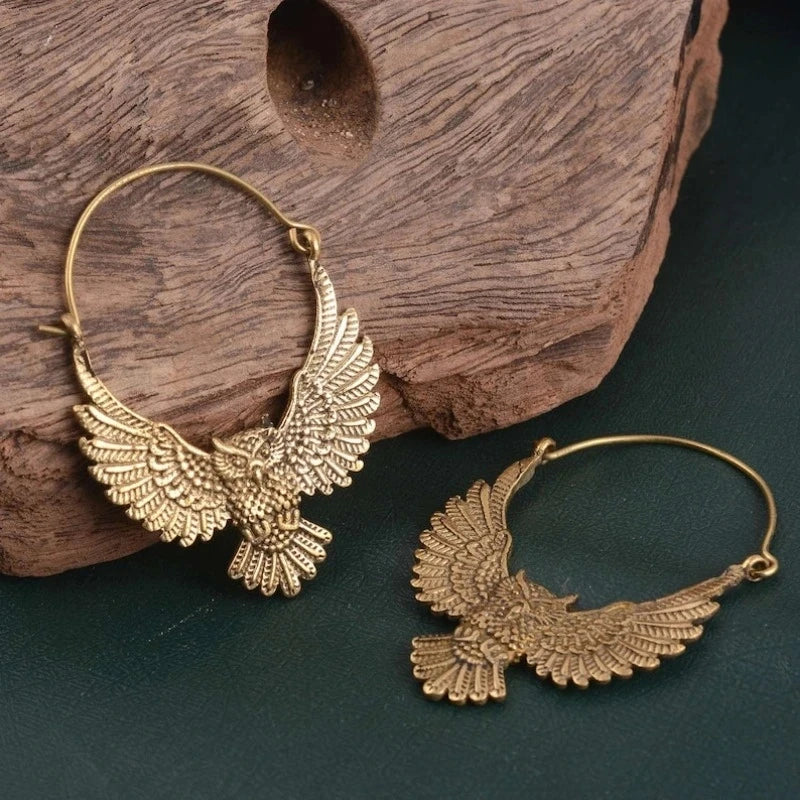 Vintage Bohemian Owl Statement Earrings 1