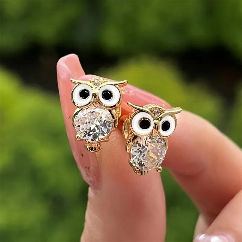 Vintage Crystal Owl Earrings 0