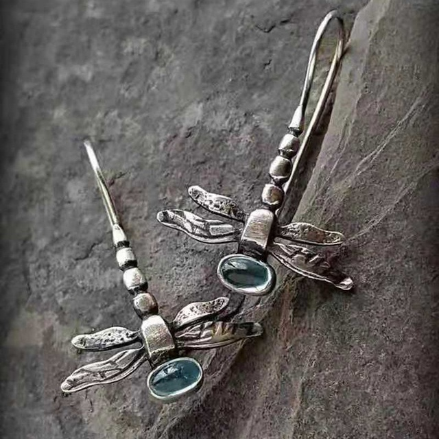 Vintage Dragonfly Silver Earrings 0