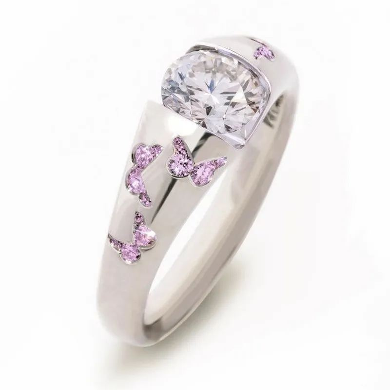 Vintage Purple Butterfly Zirconia Ring 0