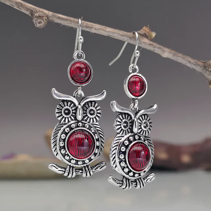 Vintage Red Owl Earrings 0