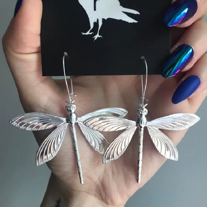 Vintage Silver Dragonfly Earrings 0