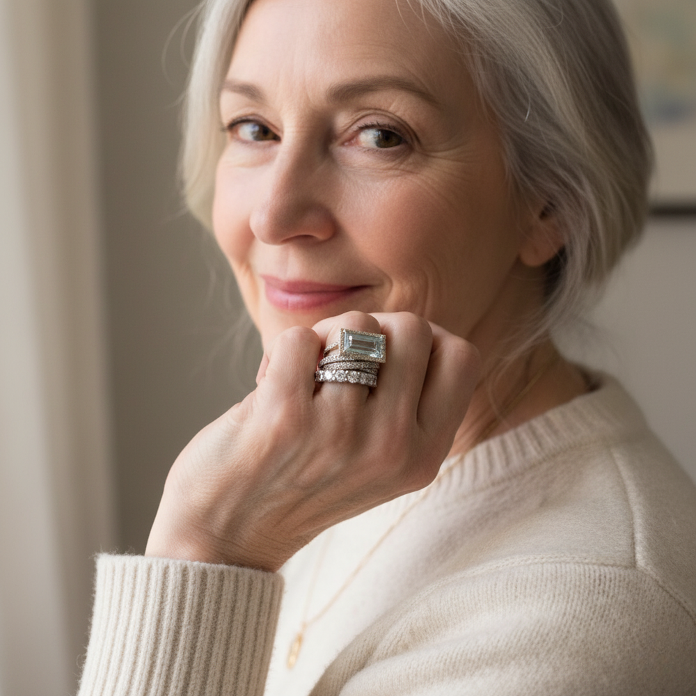 Vintage Silver Ring Set with Glass Turquoise 1