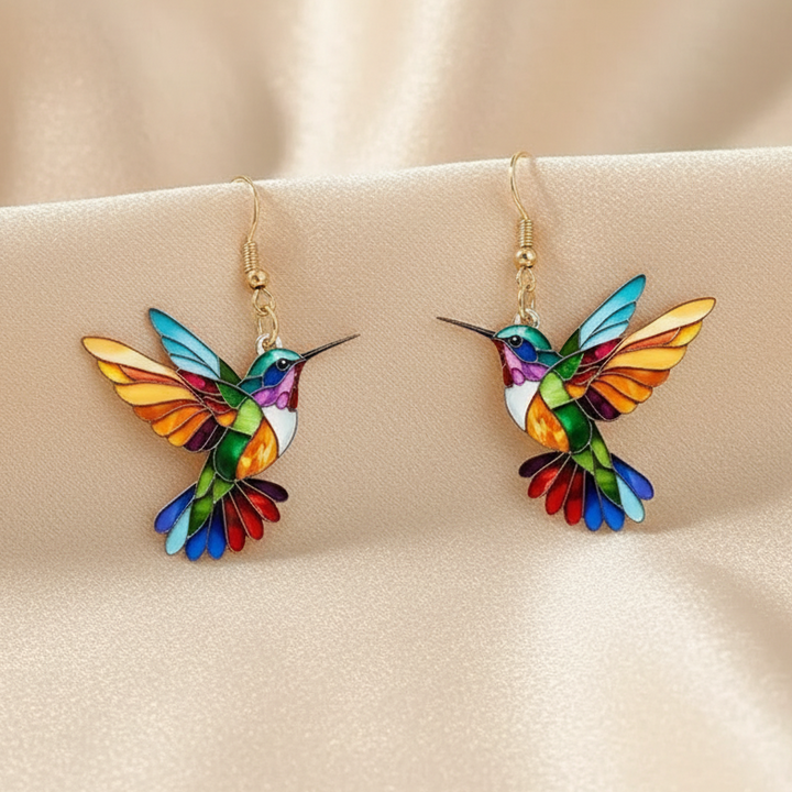 Rainbow Hummingbird Earrings - "Joy Takes Flight" Statement Drops
